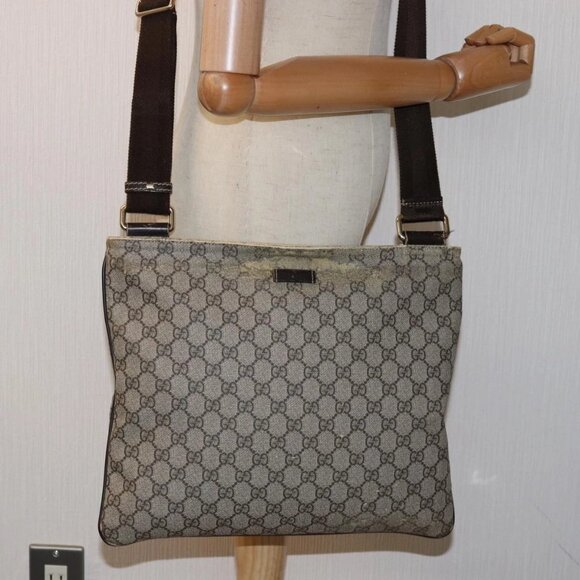 GUCCI GG Supreme Shoulder Bag PVC Leather Beige - Picture 1 of 16